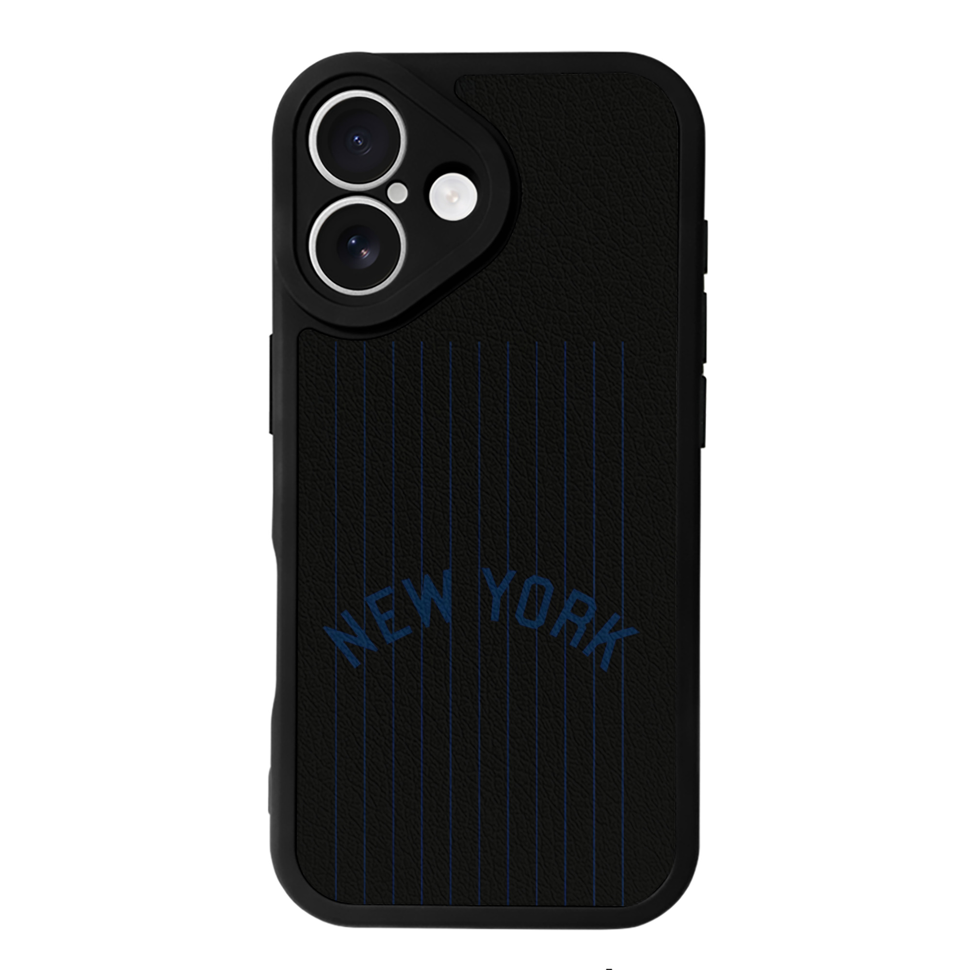 New York Yankees Pinstripe New York IPhone 16 Silicone Leather Case – UV Print, Lambskin Texture – Perfect Fit, Wireless Charging Compatible, Scratch Resistant, Precise Cutouts – Stylish Protection For IPhone 16